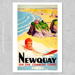 BR Newquay Poster - Vintage Railway Posters, Retro Print Shop