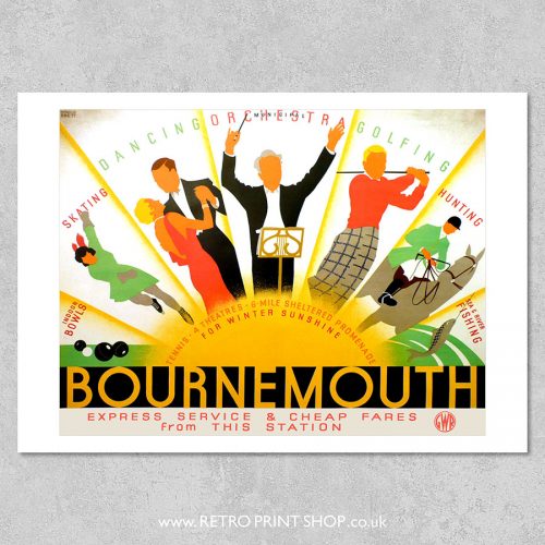 Vintage GWR Bournemouth Health And Pleasure Railway Poster - A3/A2/A1 Print