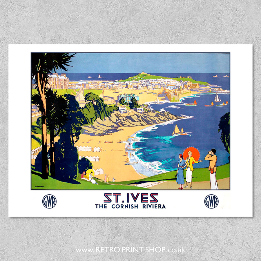 2 A2 Vintage GWR/LMS Railway Poster A1 A3 A4 Sizes ST Ives Cornwall 