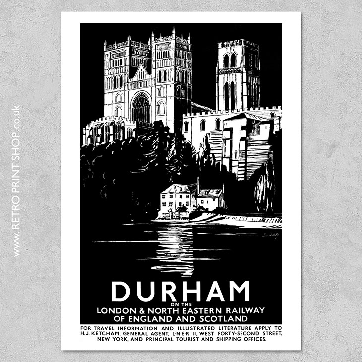 Durham Cathedral Travel Poster Print North East County Durham England UK