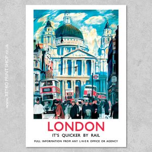 LNER London St Paul's Cathedral Poster - Vintage Railway Posters, Retro ...