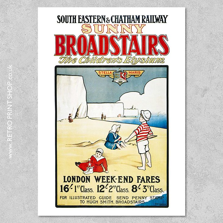 SECR Broadstairs Poster - Vintage Railway Posters, Retro Print Shop