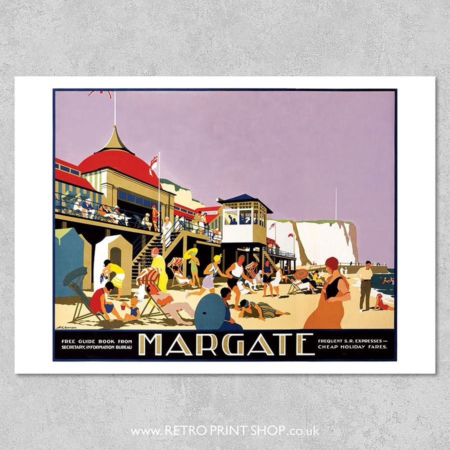 Vintage British Rail Margate Kent Railway Poster Print A3/A4